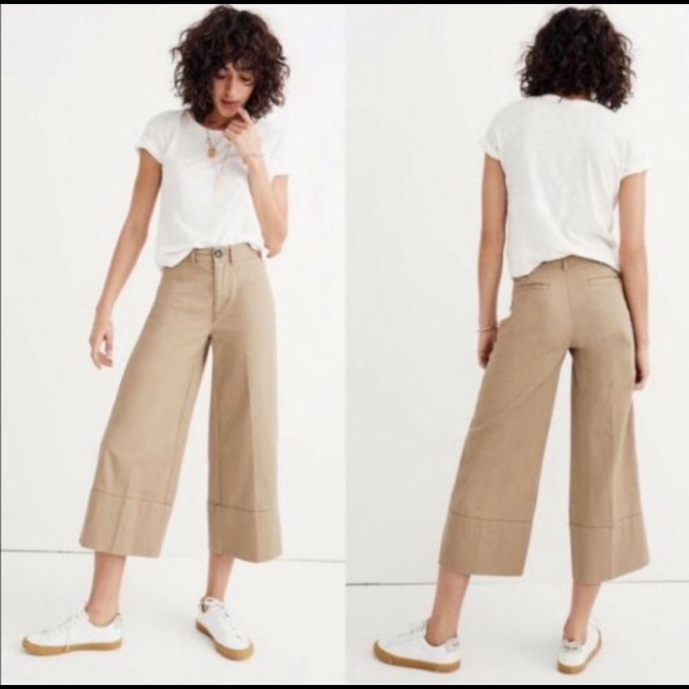 Madewell Langford Wide-Leg Crop Pants in Light Latte Size 26